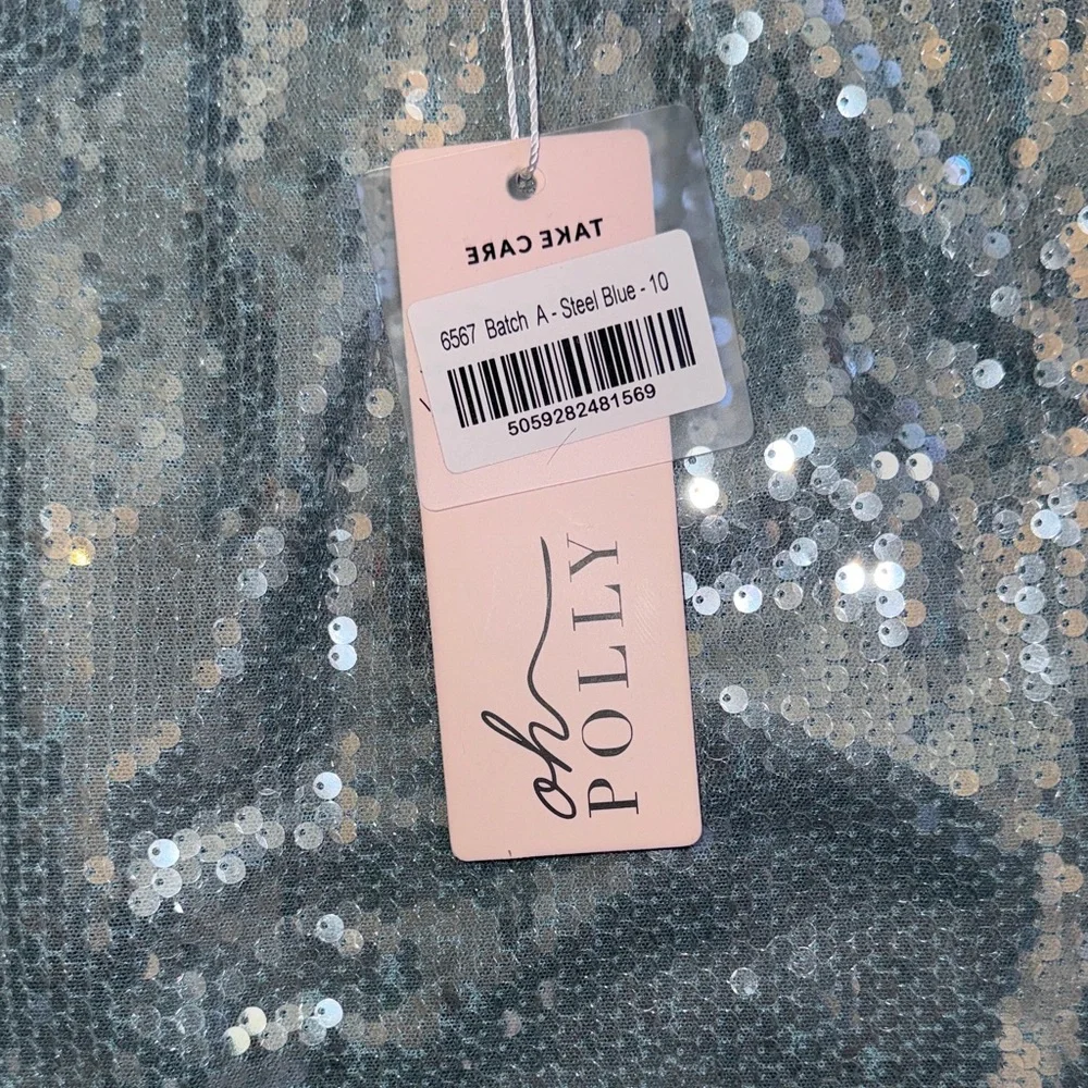 Oh Polly teal blue Sequin Bralette and Skirt Set - Picture 6 of 10